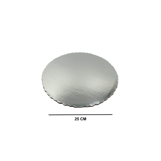 BASE REDONDA PARA PASTEL 25 CM PLATA