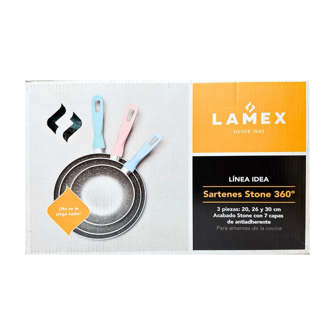 JUEGO DE SARTENES STONE 3 PZ 20,26,30 CM